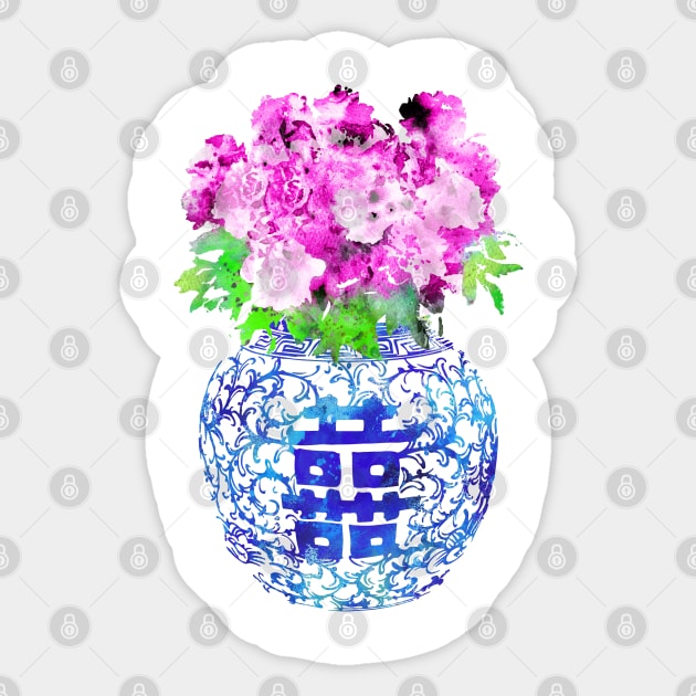 Blue and white china vase Sticker by RosaliArt